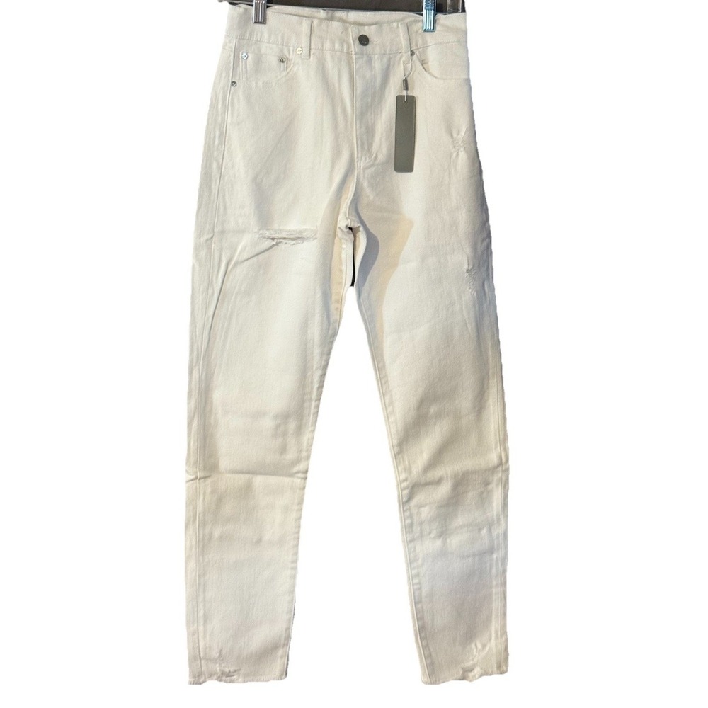 Tractr Jeans White High-Rise Weekender Destressed Premium Denim NWT Size 2/26